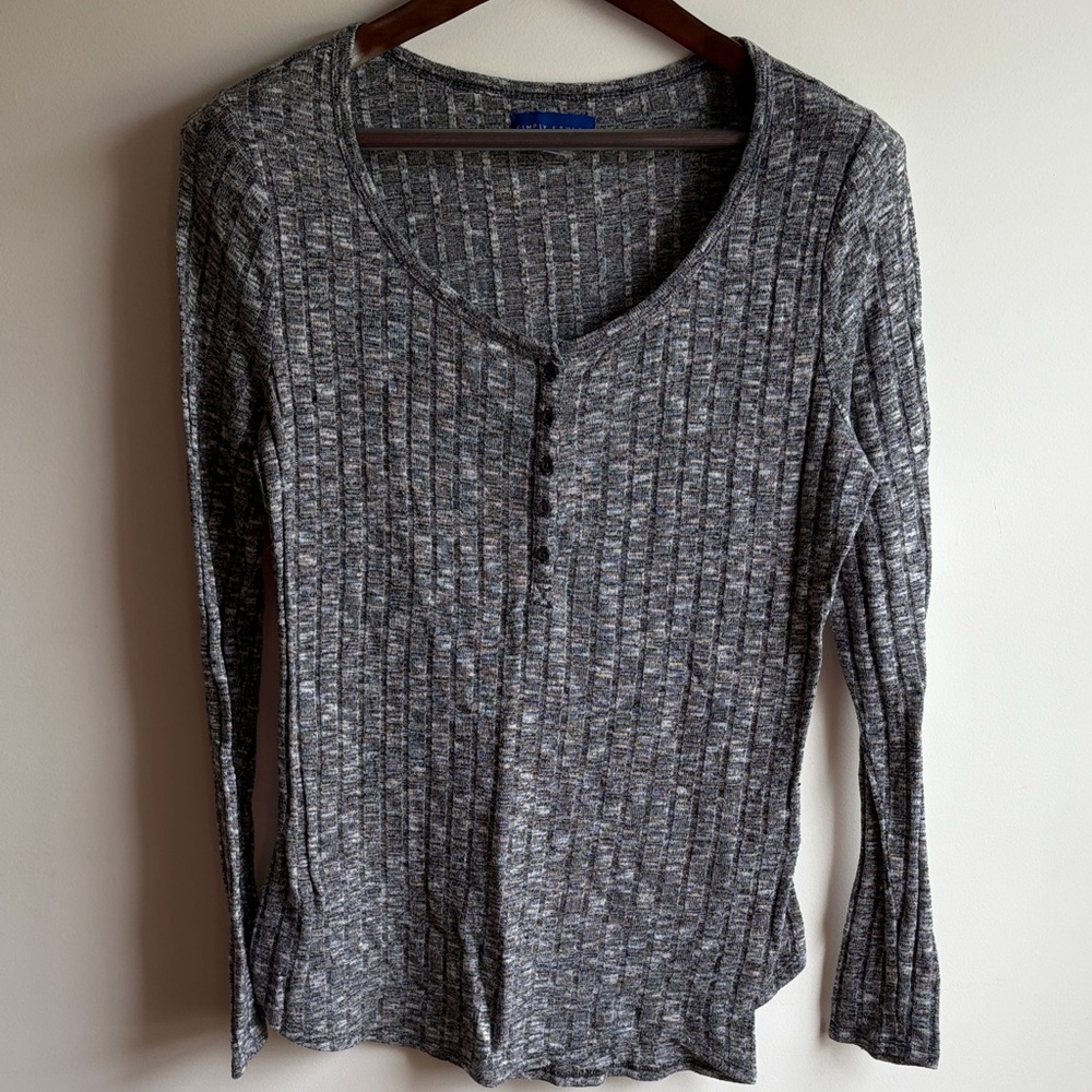 Sears Simply Styled Gray Ribbed Knit Top
